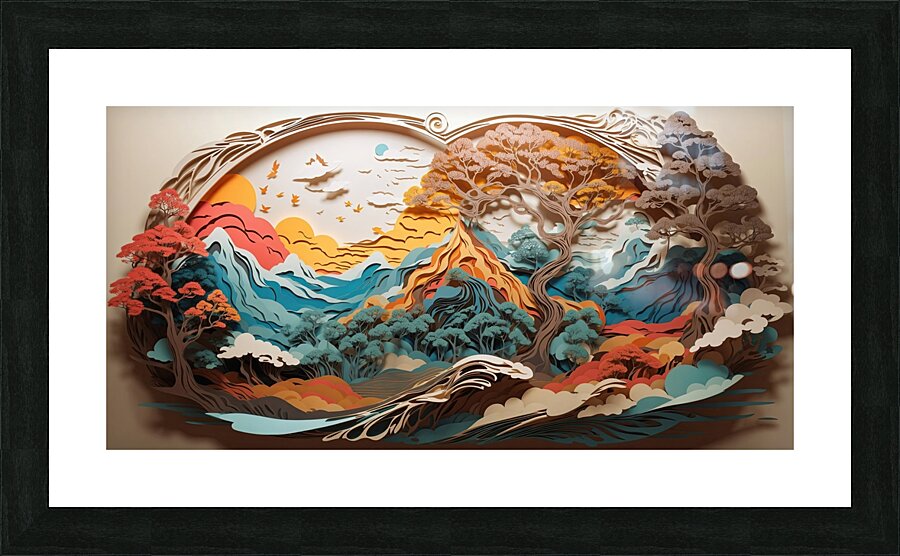 Orange Mountain Scene Picture Frame print