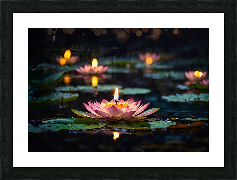 Lotus Floating Candle Picture Frame print