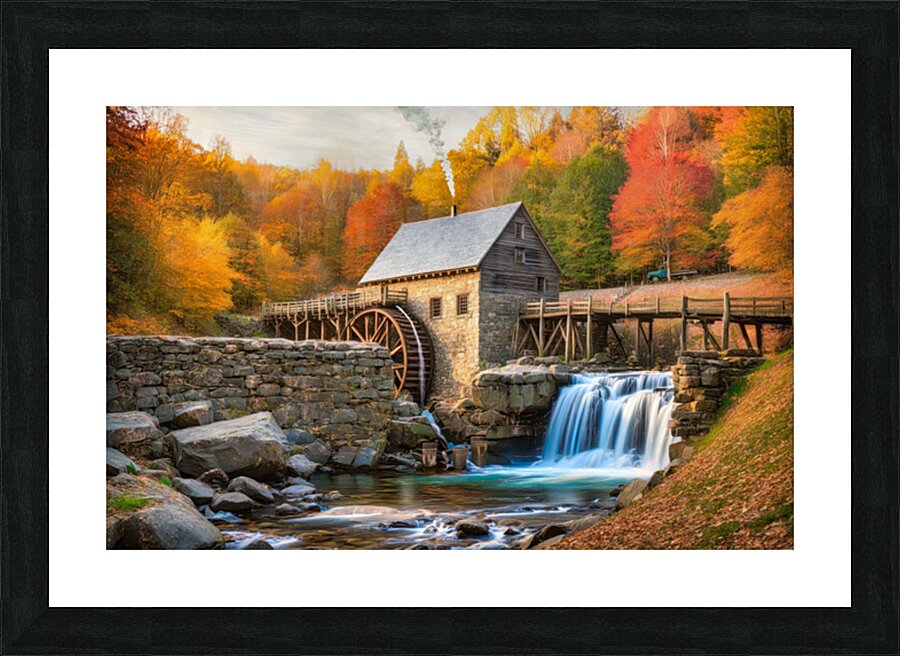 Old Mill Stream in the Fall Picture Frame print