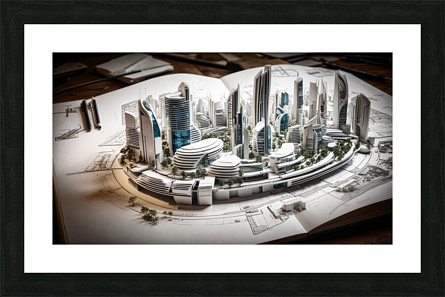 Future City 07 Picture Frame print