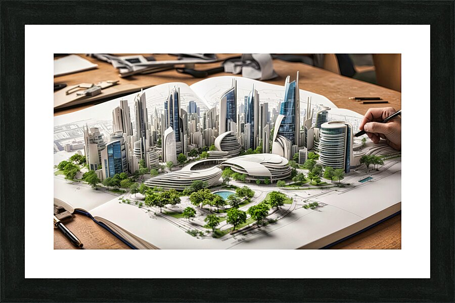 Future City 02 Picture Frame print