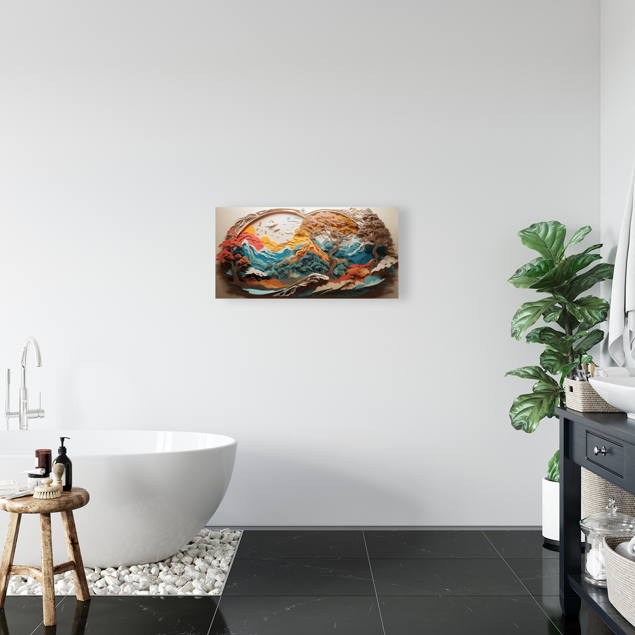 Orange Mountain Scene Reproduction