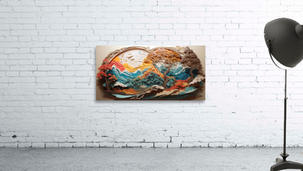 Orange Mountain Scene Wall Preview