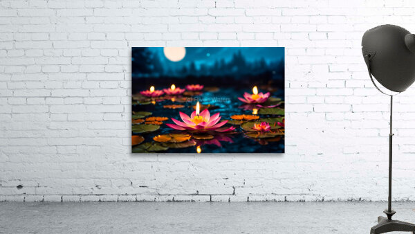 Lotus Flower Moonlight  Wall Preview