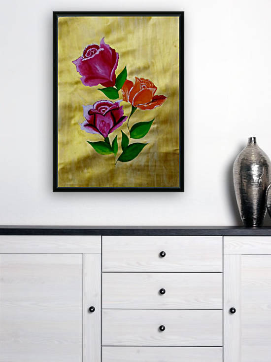 Rose flowers on Golden background. by Nikita