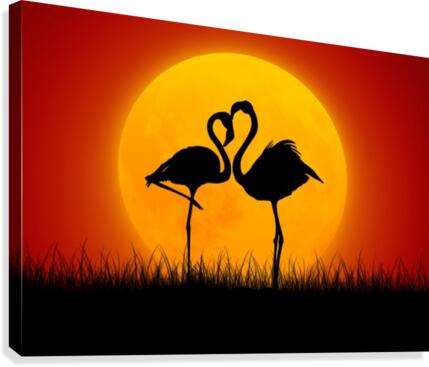Flat Landscape Flamingo Canvas Print