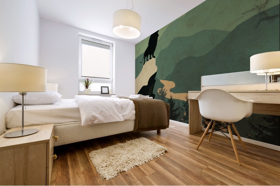 Flat Landscape Lion Mural print