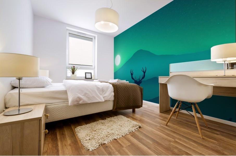 Flat Landscape Deer 2 Mural print