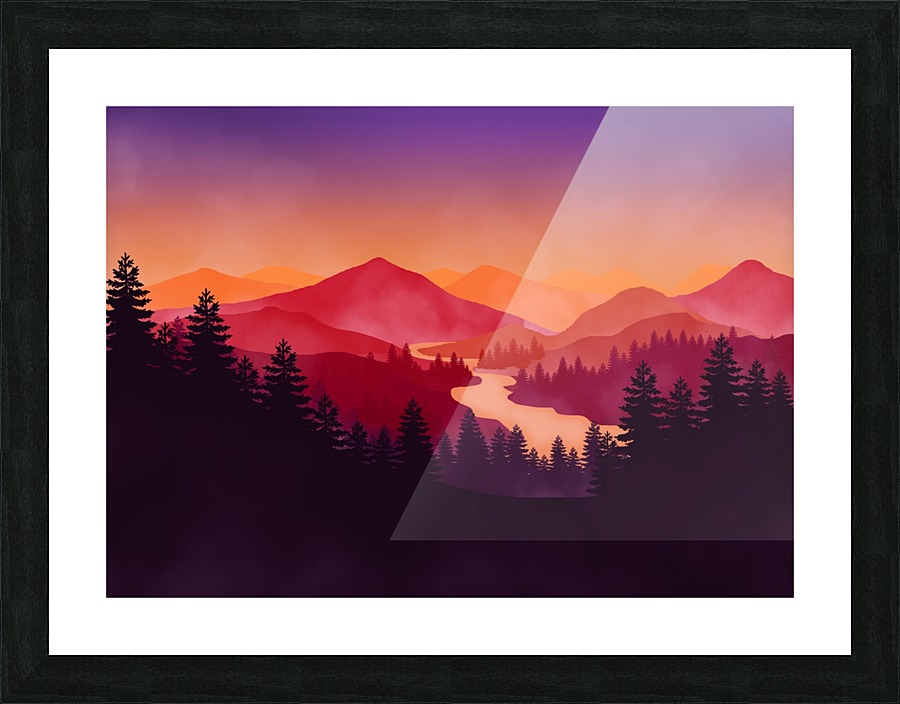 Flat Landscape Mount 3 Picture Frame print
