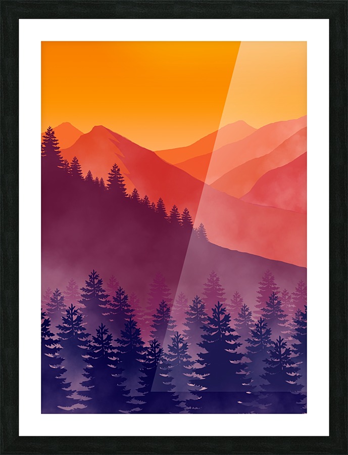 Flat Landscape Mount 4 Picture Frame print