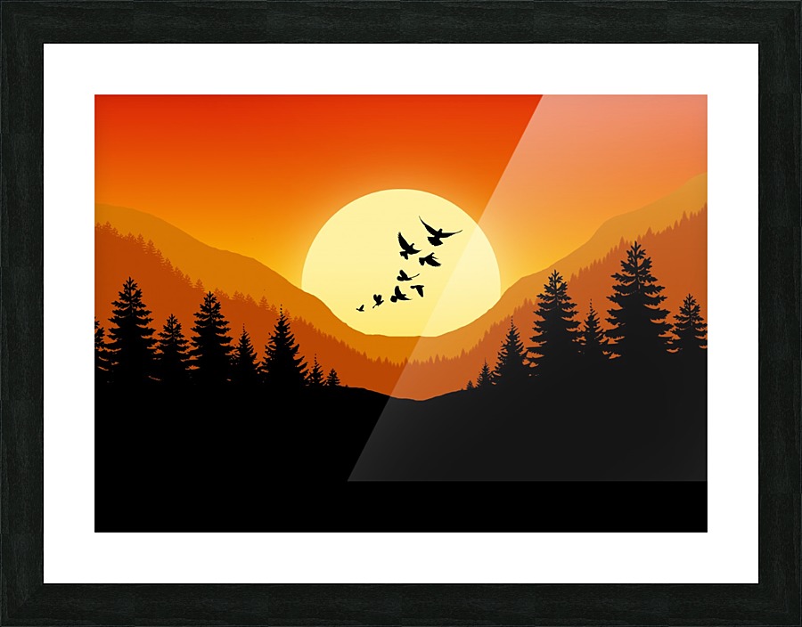 Flat Landscape Bird Fly Picture Frame print