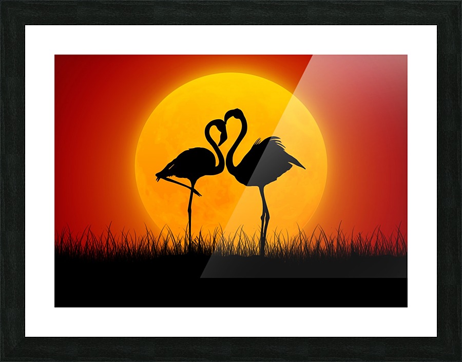 Flat Landscape Flamingo Picture Frame print