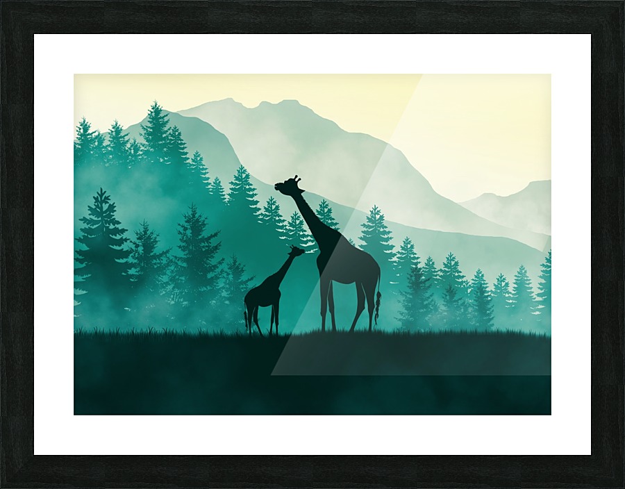 Flat Landscape Giraffe Picture Frame print