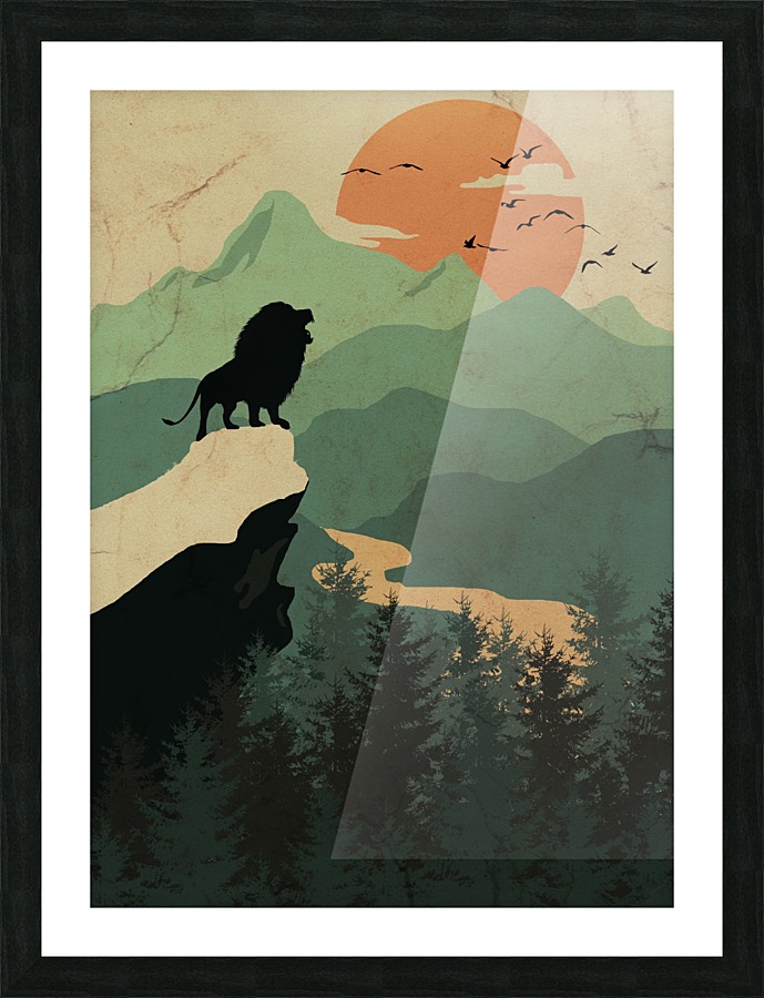 Flat Landscape Lion Picture Frame print
