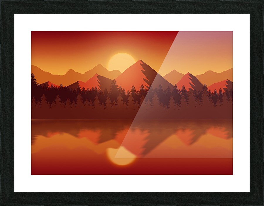 Flat Landscape Sunset Picture Frame print