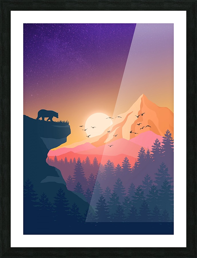 Flat Landscape Bear Picture Frame print