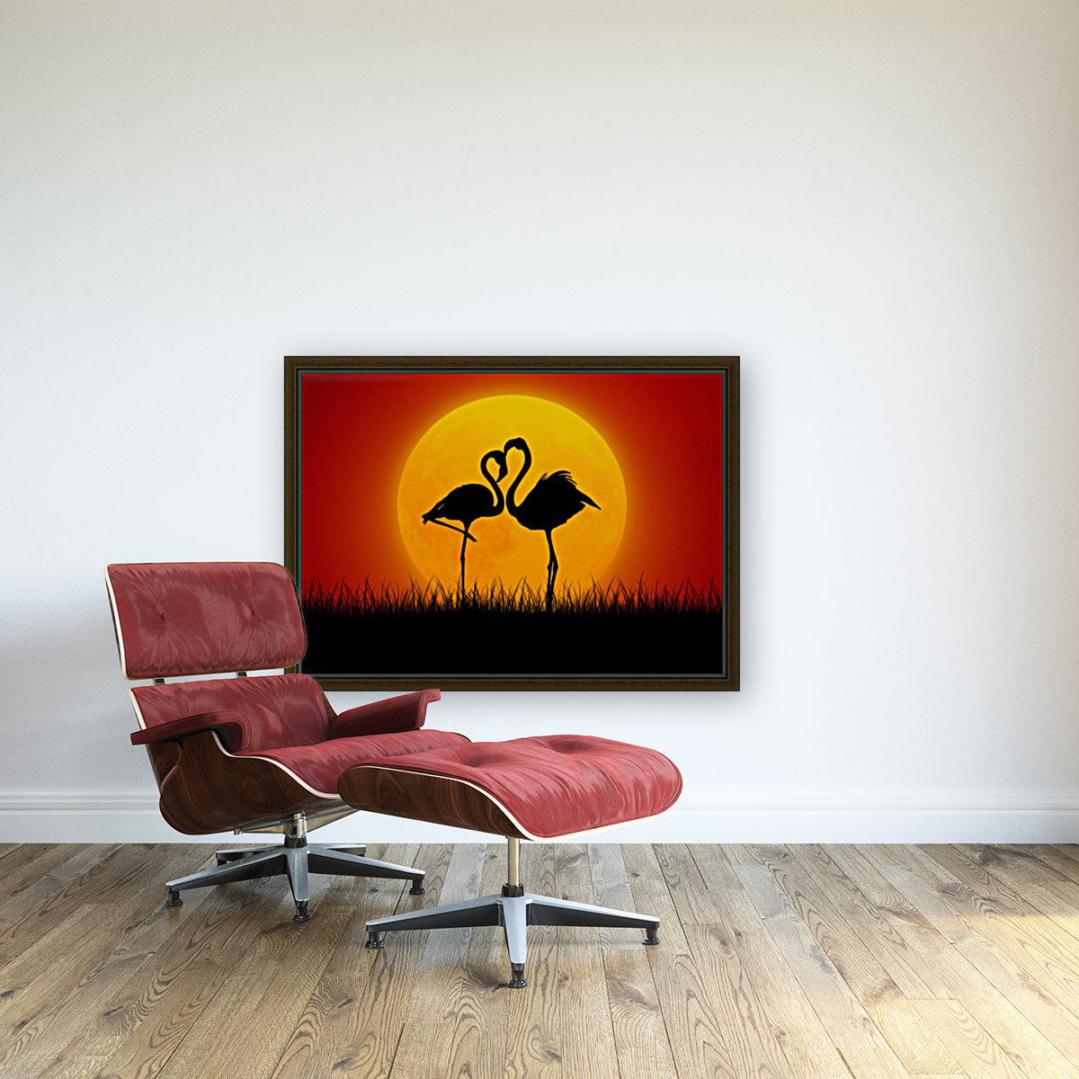 Flat Landscape Flamingo Reproduction