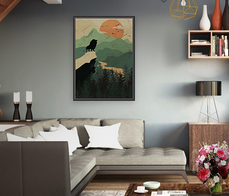 Flat Landscape Lion Reproduction