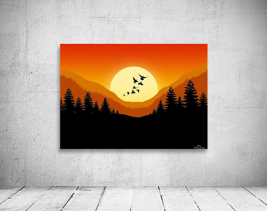 Flat Landscape Bird Fly Wall Preview