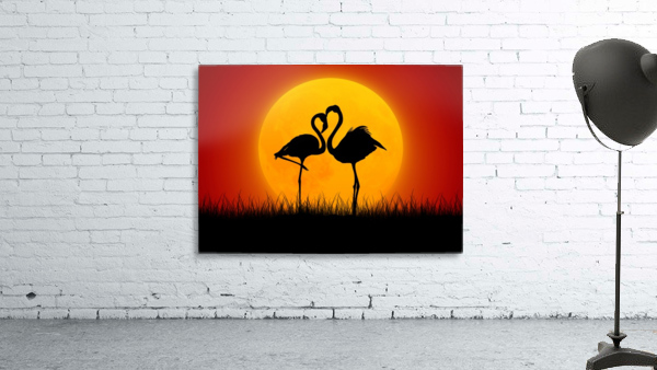 Flat Landscape Flamingo Wall Preview