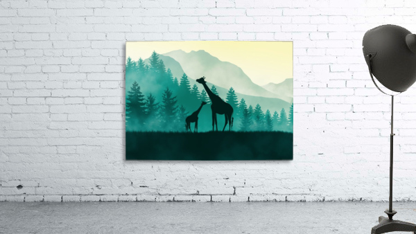 Flat Landscape Giraffe Wall Preview
