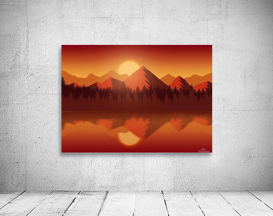 Flat Landscape Sunset Wall Preview