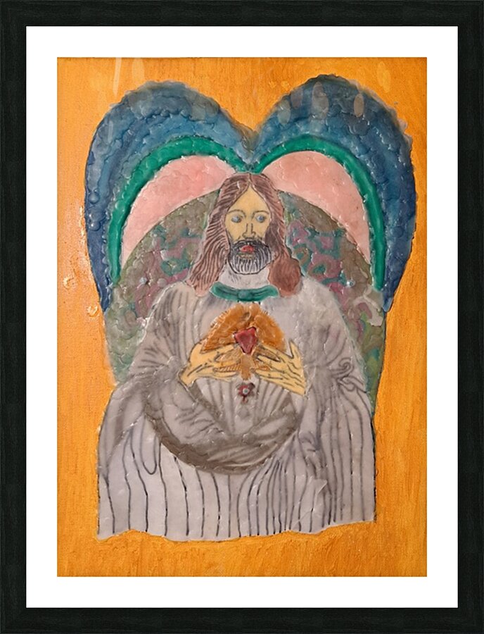 Jose Oliveira   God  Sitting and holding the hear Picture Frame Printing