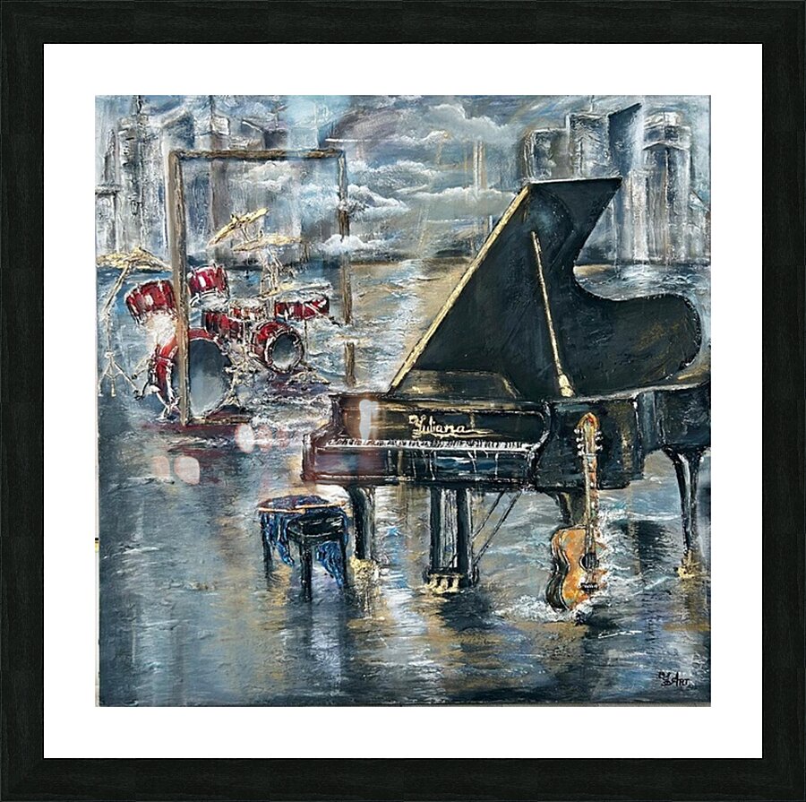 Yuliana Lytvar  - Nocturne Waves  Mix Medium   36 x 36 Picture Frame Printing