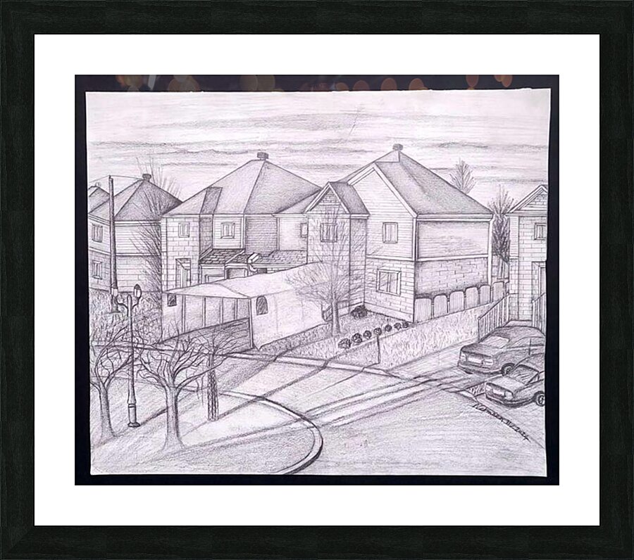Nermeen Malty   - Exterior Perspective drawing  pencil  11 x14 Picture Frame Printing