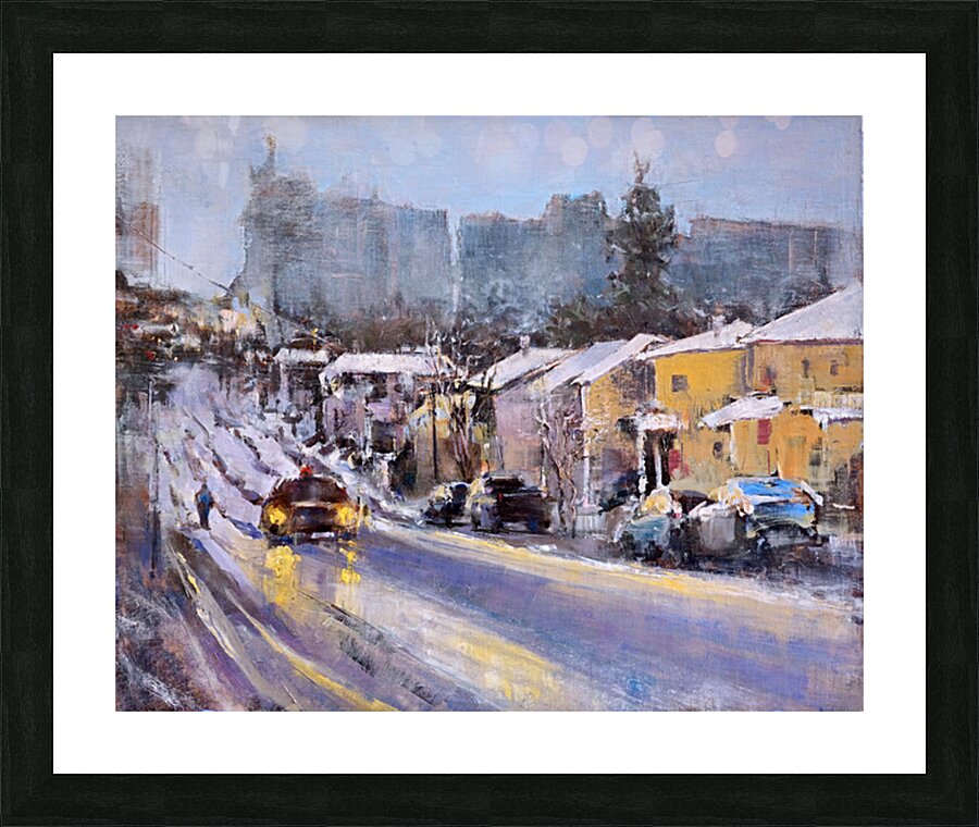Sunil Kalmady   - Winter Evening  Oil Painting  20x16 Picture Frame Printing