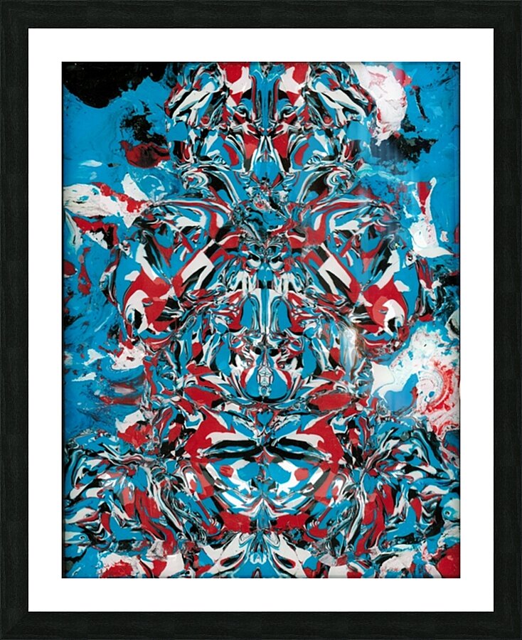 Golden Fin - Red Blue  - Mix Medium -  8 x 10 Picture Frame Printing