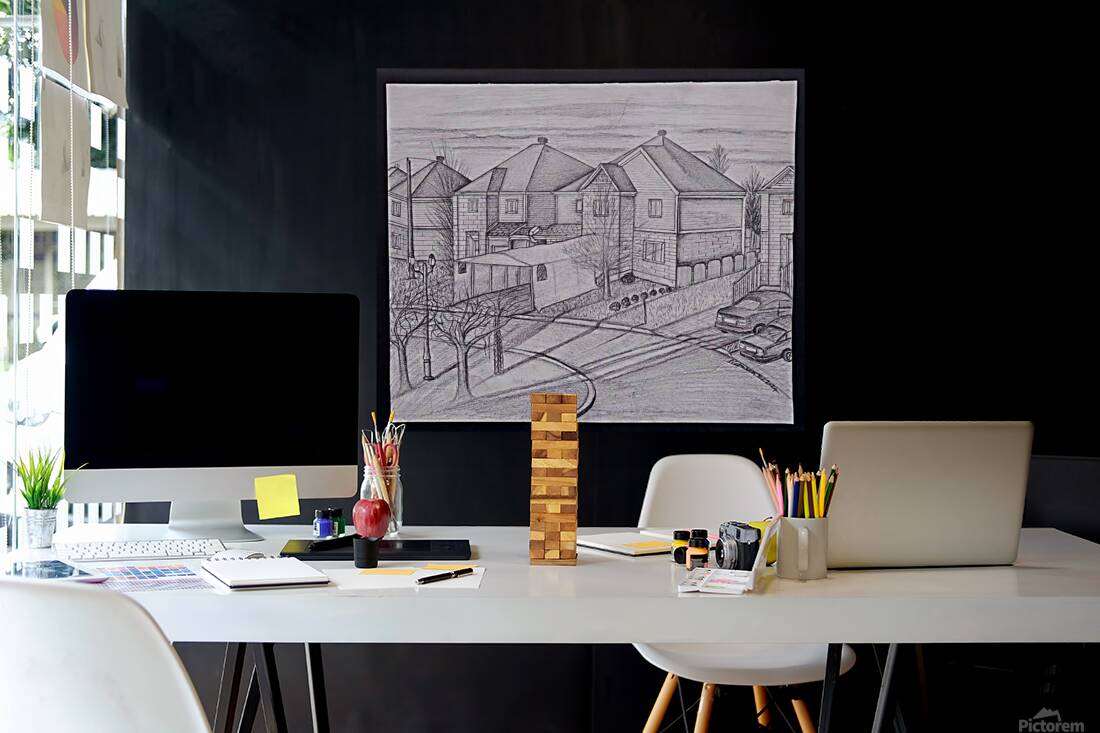 Nermeen Malty   - Exterior Perspective drawing  pencil  11 x14 Reproduction