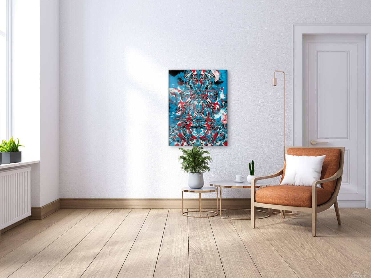 Golden Fin - Red Blue  - Mix Medium -  8 x 10 Reproduction