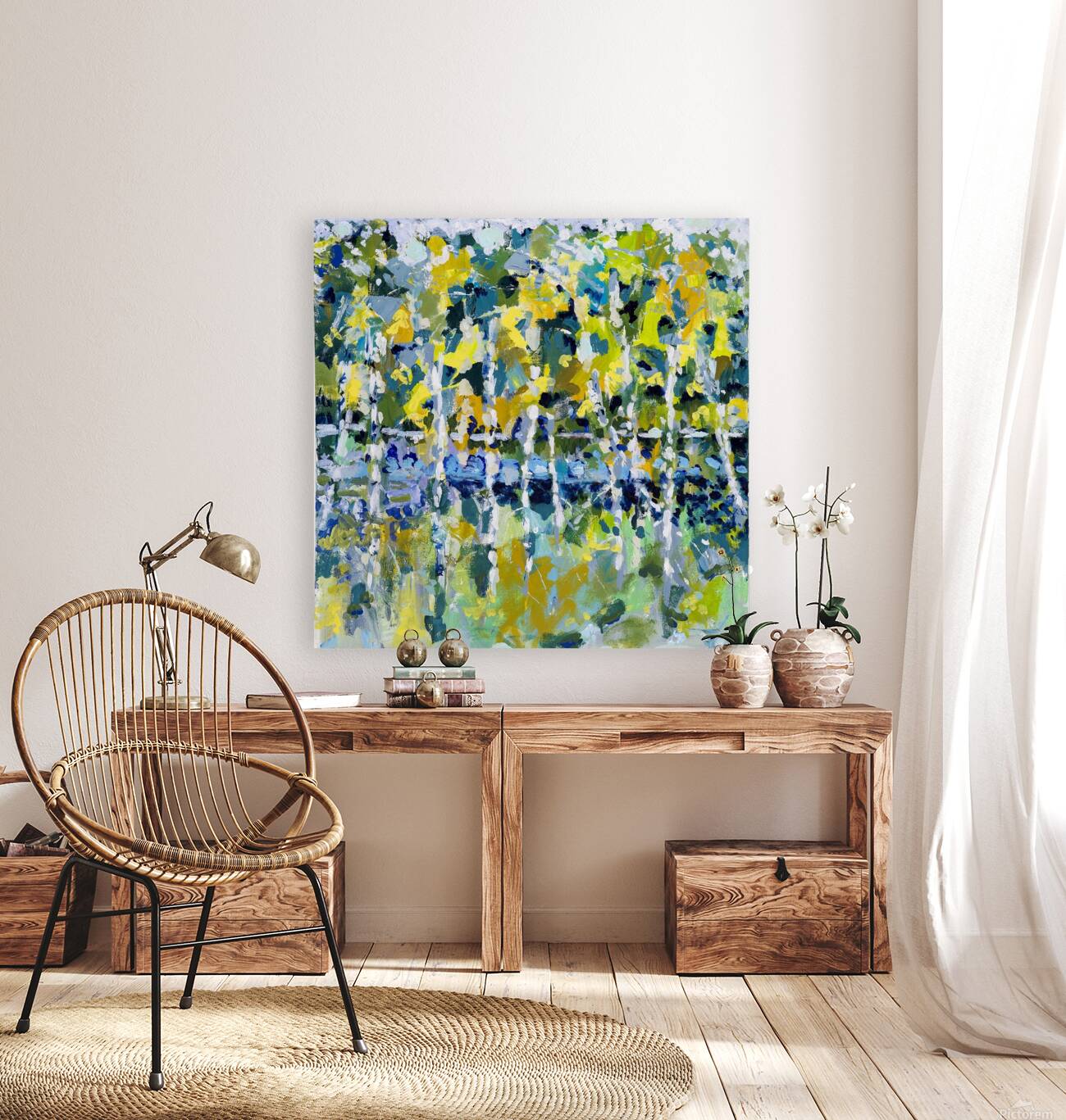 Patricia Walton  - A walk in the forest - Une marche dans le bois - Acrylic - 18 x 18 x 1 12 Reproduction