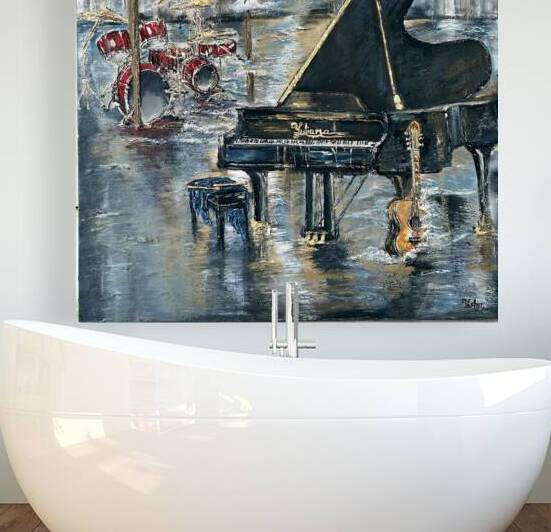 Yuliana Lytvar  - Nocturne Waves  Mix Medium   36 x 36 by Global Art League