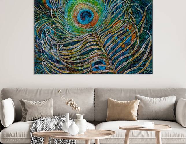 Beck Hawk - Whispers of the Peacock - Oil Painting - 24 x 30 - 2900$ by Global Art League