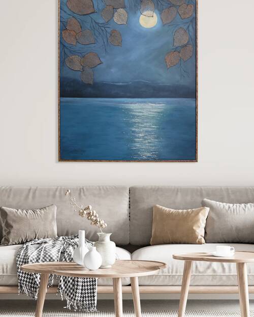Johanne Bernier - Reflet de la Lune dans la Noirceur  - Collage - 24 x 30 x 34 - 2000$   encadrement   by Global Art League