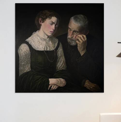  NOUH ABUSHPAP - A MUTED CONFESSION - Oil Painting - 49.21 x 49.21 - 12700 by Global Art League