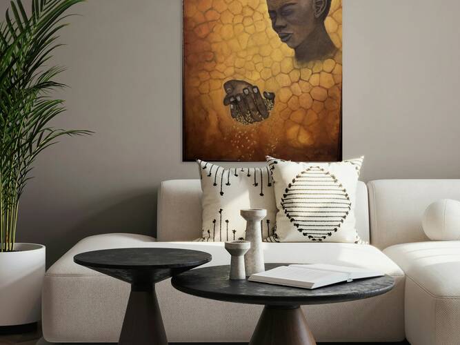 Louise Lajoie - Grains of injustice in a batten ground - Acrylic - 31X23” - 1300$ by Global Art League