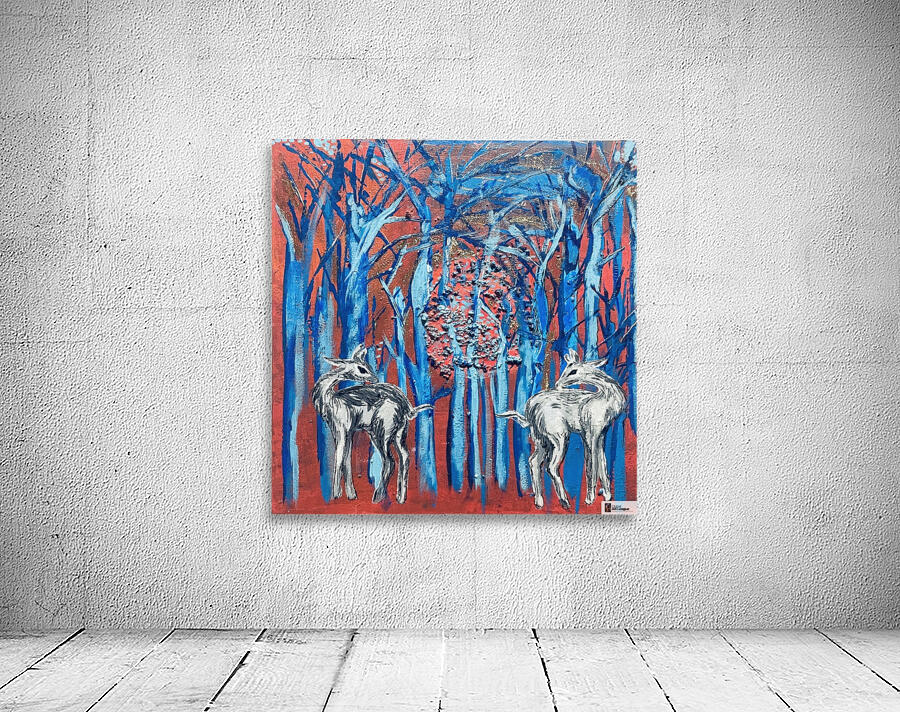 Marina Ocampo  - Sacred Deers : Mix media : 8 x 8 . Wall Preview