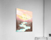 nature mountain birds river sunset Acrylic Print