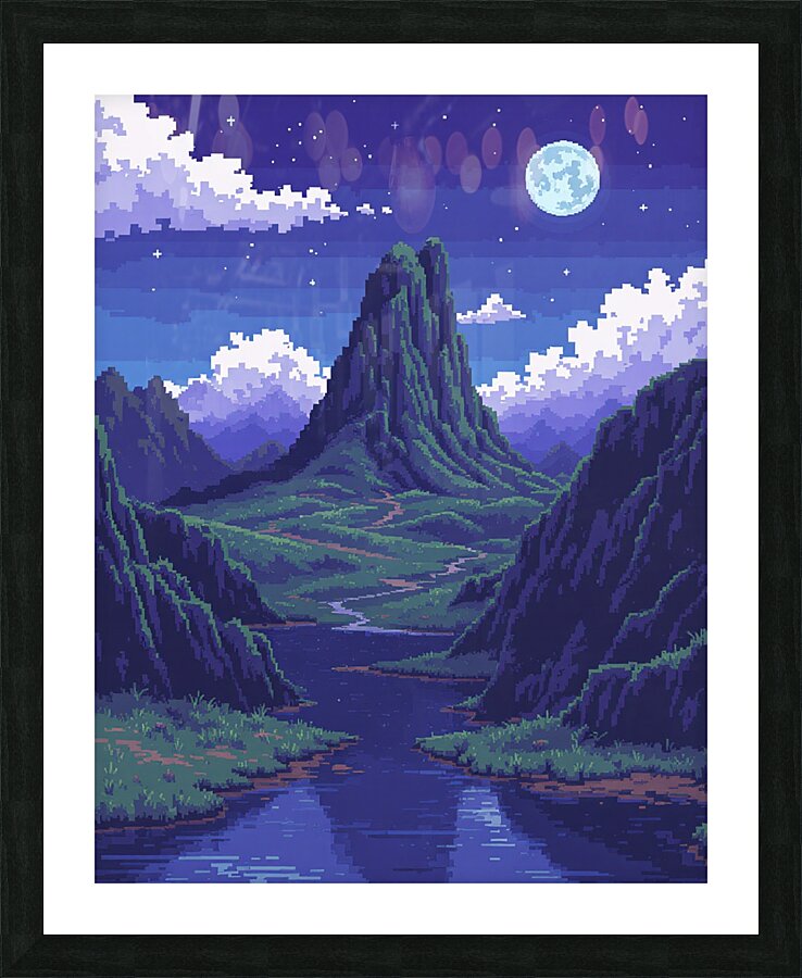 mountains river winter Picture Frame print