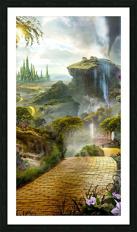 Nature drawing fantasy flower green waterfall Picture Frame print