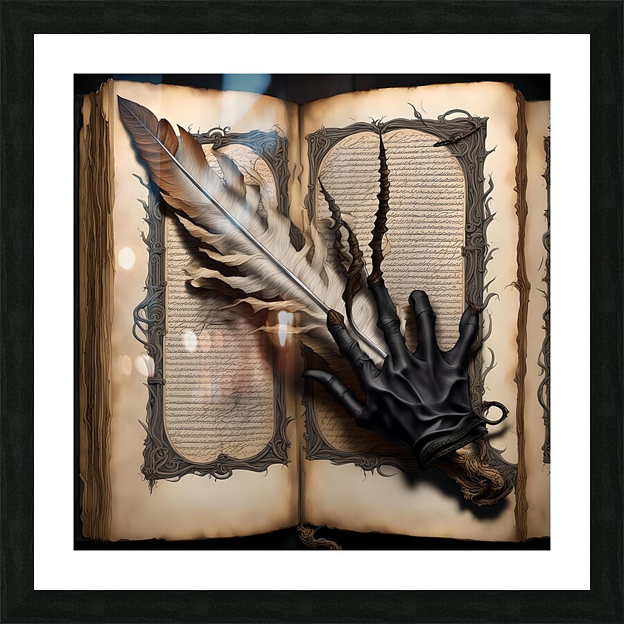 book quill feather Picture Frame print