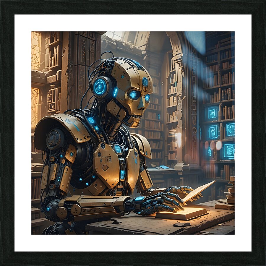 robot read book Picture Frame print