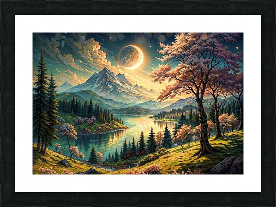 spring landscape moonlight nature Picture Frame print