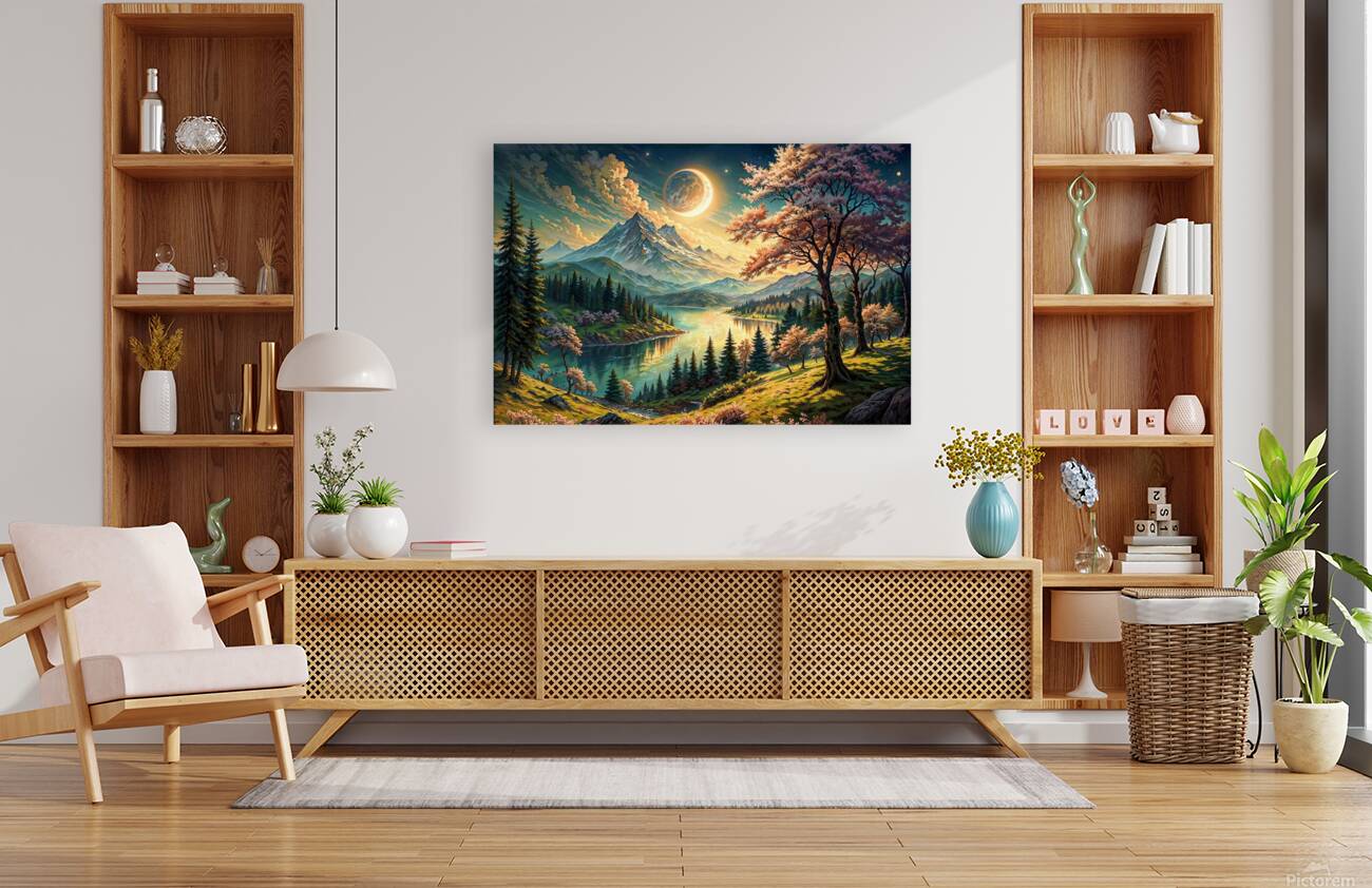 spring landscape moonlight nature Reproduction