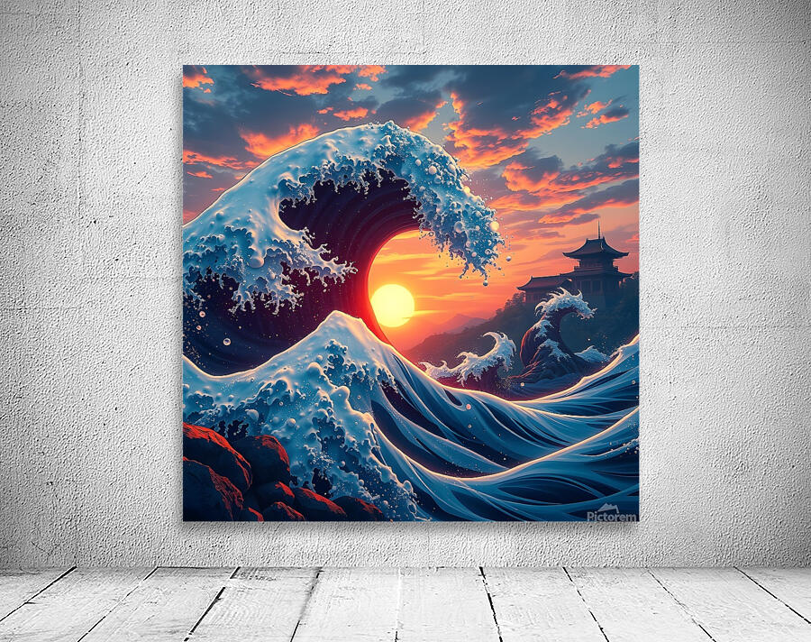 wave japanese japan Wall Preview