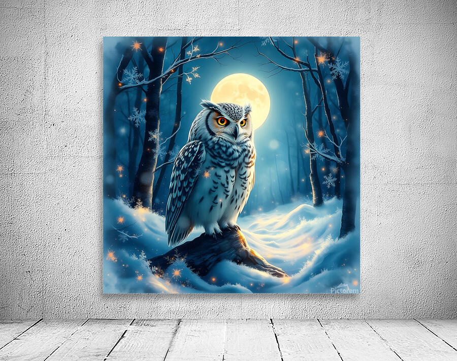 owl full moon winter Wall Preview