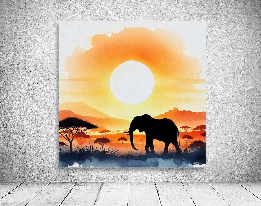 elephant sunset nature Wall Preview